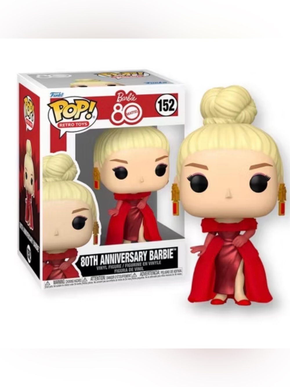Funko Pop Retro Line, Barbie 80th Anniversary #152 with Red Dress & Cape, NIB - Picture 2 of 10